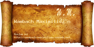 Wambach Maximilián névjegykártya